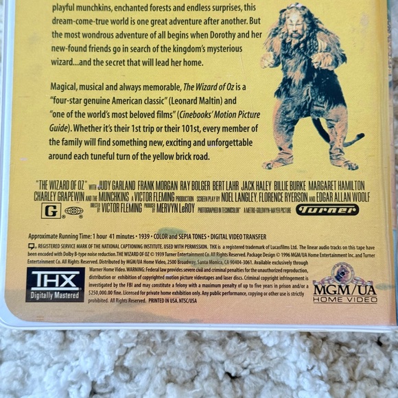 The Wizard of Oz VHS THX Mastered 1996 - Picture 5 of 8